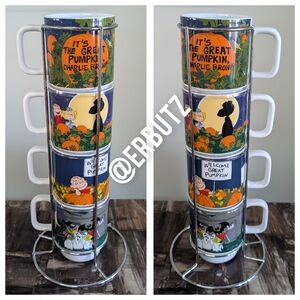 Peanuts 5 Piece Great Pumpkin Halloween Nesting Mug Stacker In Metal Stand 🎃